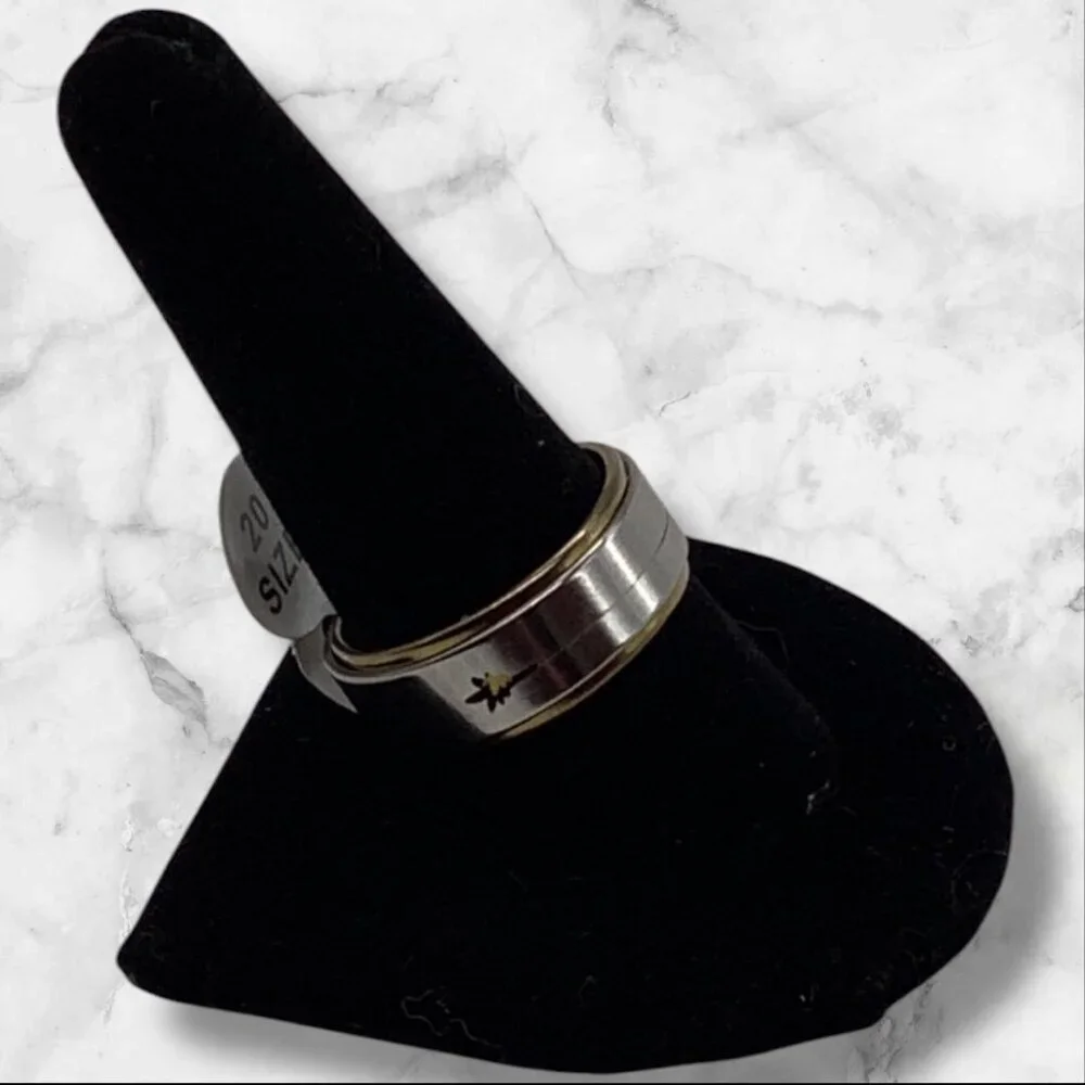 Black Star‎ Design Stainless Steel Unisex Ring Sliver Tone Size 10